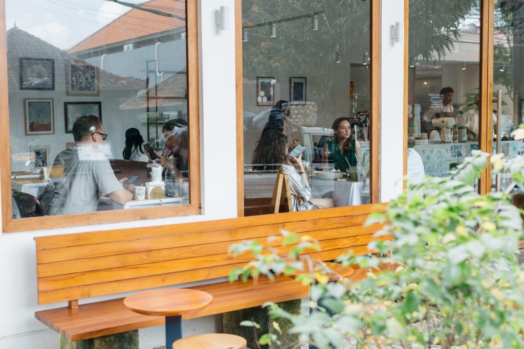 the atmosphere inside Ame Bistro & Coffee see from outside