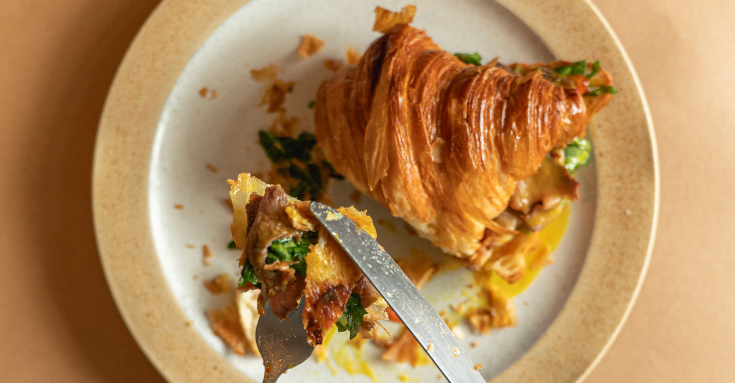 A forkful croissant