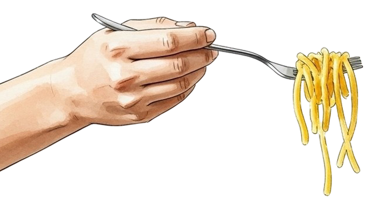 Picture a forkful of spaghetti